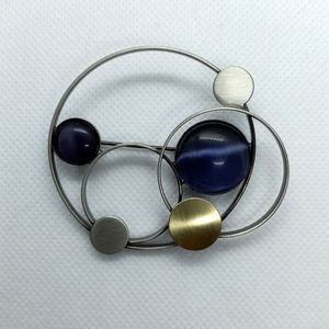 Abstract Christophe Ploy Brushed Metal Brooch